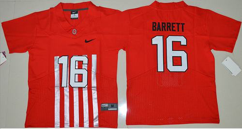 Buckeyes #16 J. T. Barrett Red Alternate Elite Stitched Youth NCAA Jersey